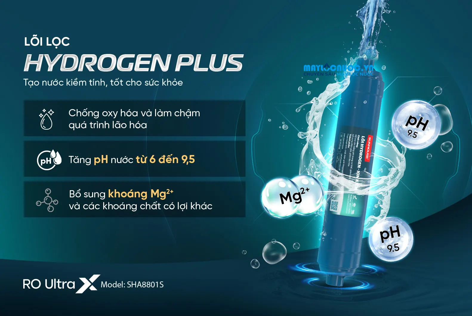 MÁY LỌC NƯỚC RO UltraX SUNHOUSE SHA8801S - 11LÕI